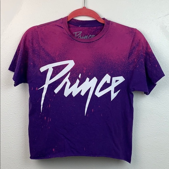 Prince custom dyed crop top band Tee shirt EUC Sm.